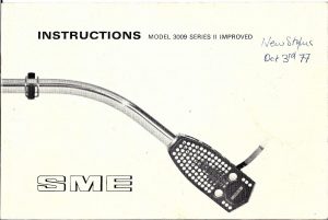 SME 3009 Instructions